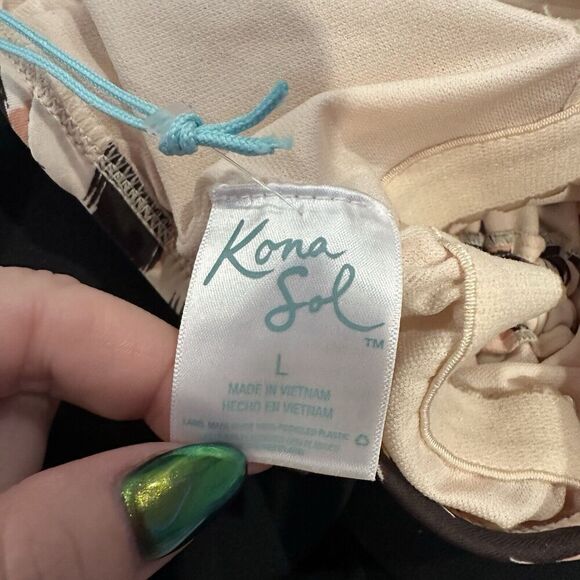 Women’s Kona Sol Animal Print Side Cinch One Piece Swimsuit Sz Large - Picture 7 of 9